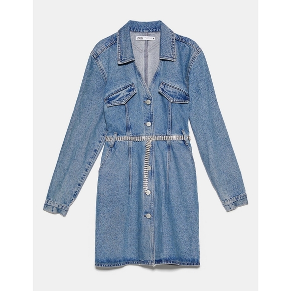 ⚜HP 9.30.2020 DENIM DRESS W embellished belt - Picture 4 of 7